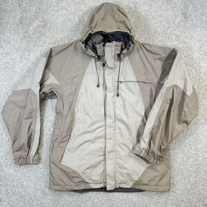 Marmot Mens Ski Jacket Large Beige Tan Hooded Technical Shell